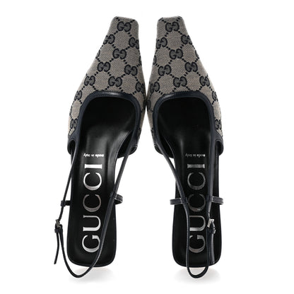Gucci GG Monogram Malaga Kid Square G 75mm Slingback Pumps 40 Black 2 of 8