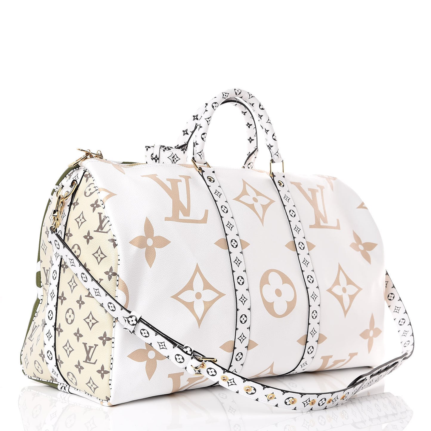 Monogram Giant Keepall Bandouliere 50 Kaki Beige