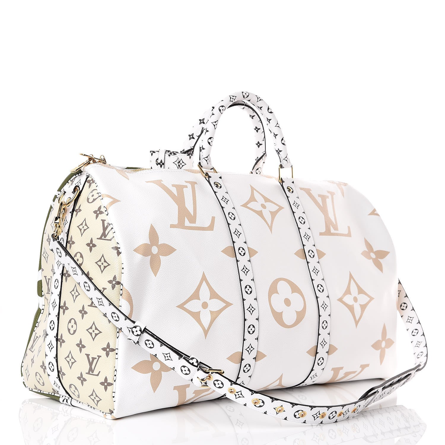 Louis Vuitton Monogram Giant Keepall Bandouliere 50 Kaki Beige 4 of 9