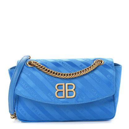 Balenciaga Nylon Jacquard Diagonal Logo S BB Round Shoulder Bag Bleu 1 of 8