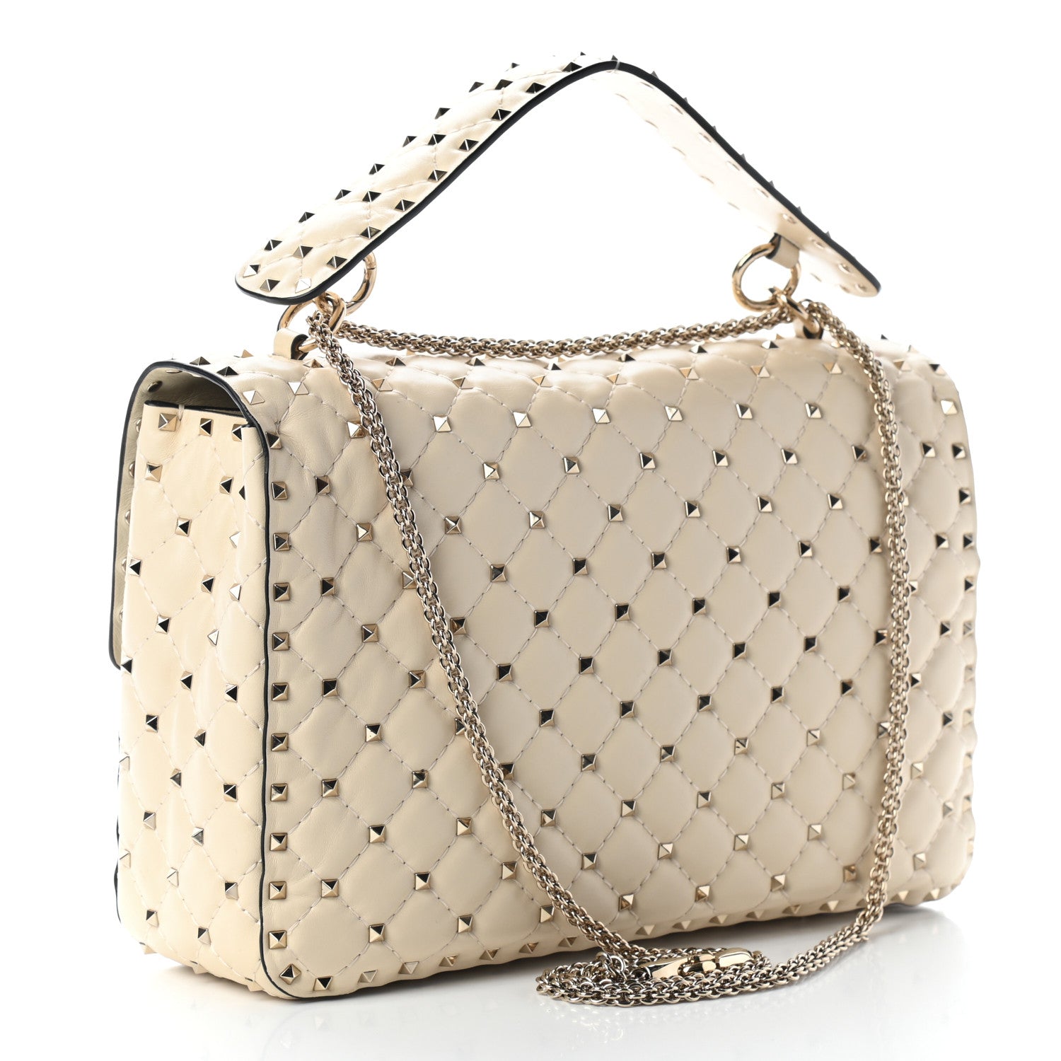 Valentino Garavani Nappa Maxi Rockstud Spike Shoulder Bag Light Ivory 3 of 8