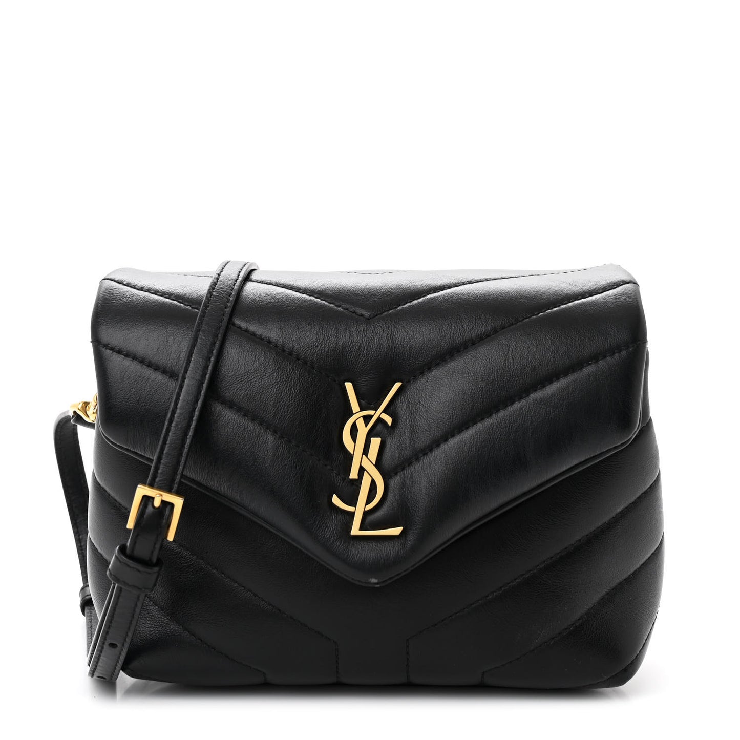 Calfskin Y Quilted Monogram Toy Loulou Crossbody Bag Black