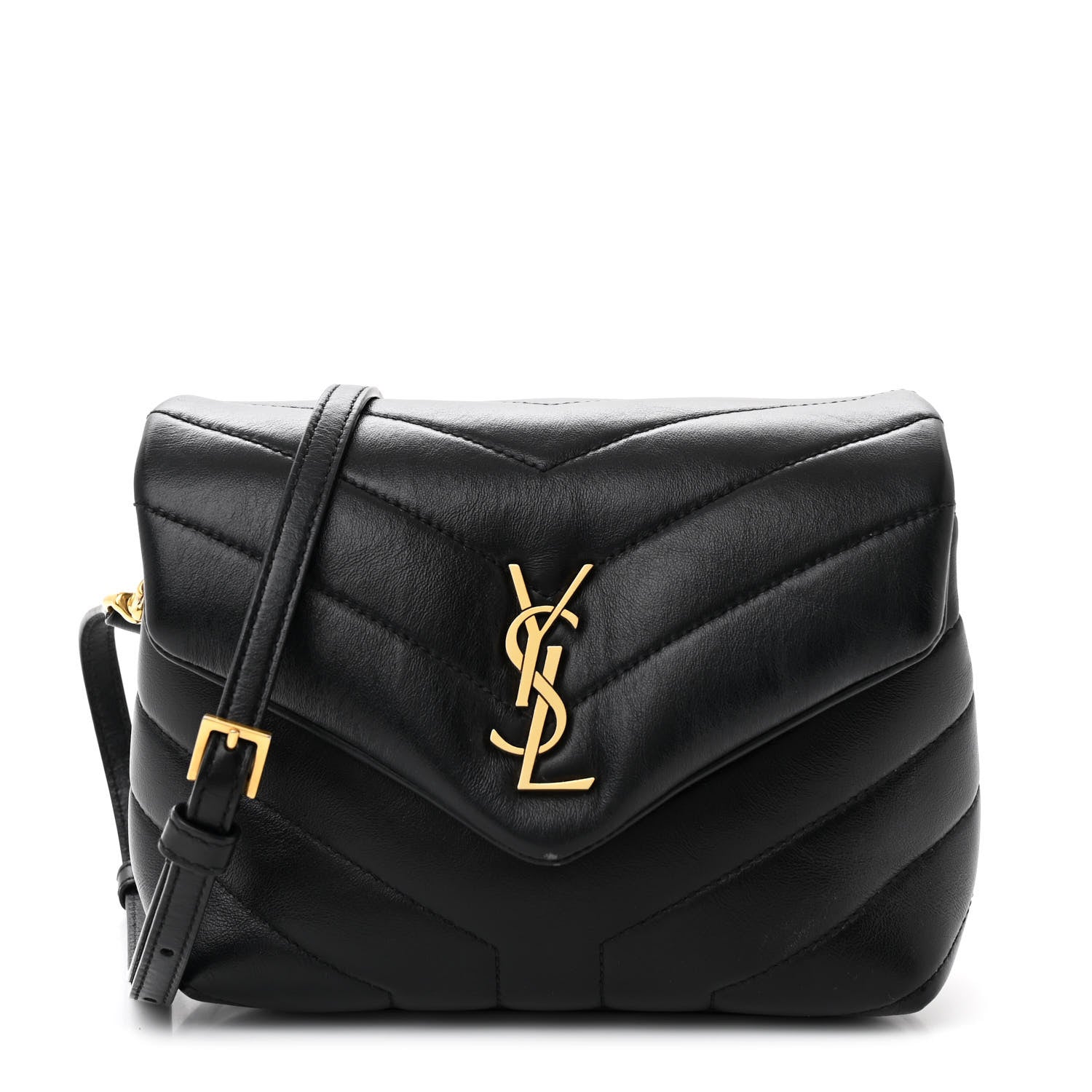 Saint Laurent Calfskin Y Quilted Monogram Toy Loulou Crossbody Bag Black 1 of 11