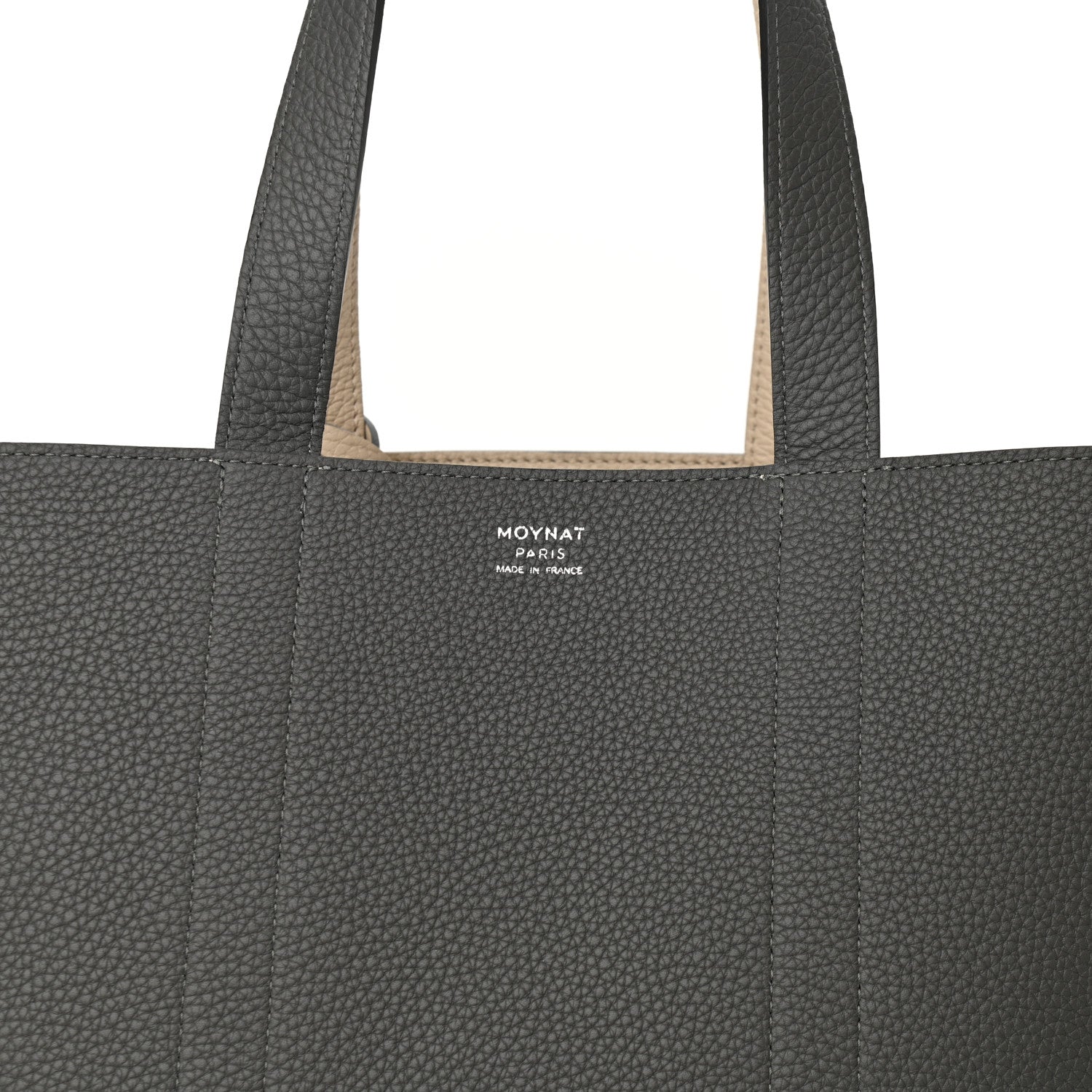 Moynat Taurillon Gex Calfskin Duo Reversible Tote Greige Zinc 8 of 10