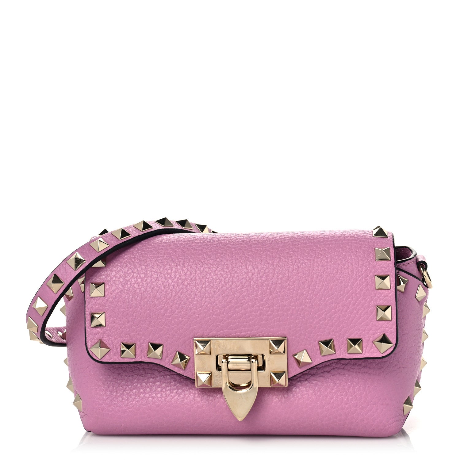 Valentino Garavani Pebbled Calfskin Mini Rockstud Crossbody Bag Giacinto 1 of 7