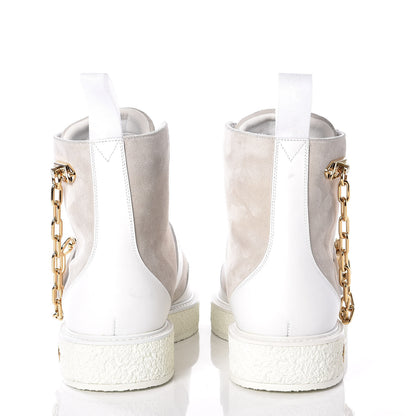 Louis Vuitton Calfskin Suede Mens Creeper Ankle Boots 9 White 7 of 10