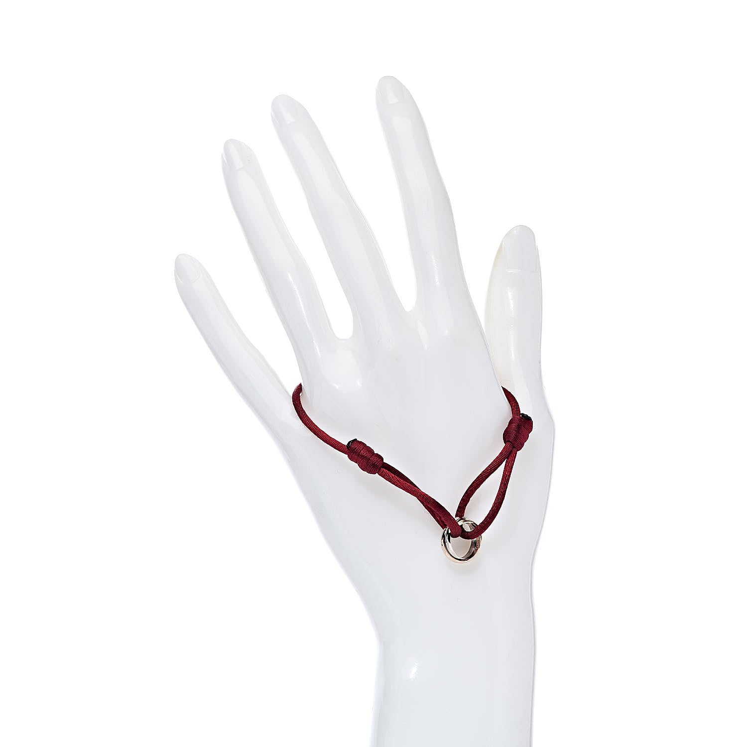 Cartier 18K Pink Yellow White Gold Trinity Cord Bracelet Red 2 of 8