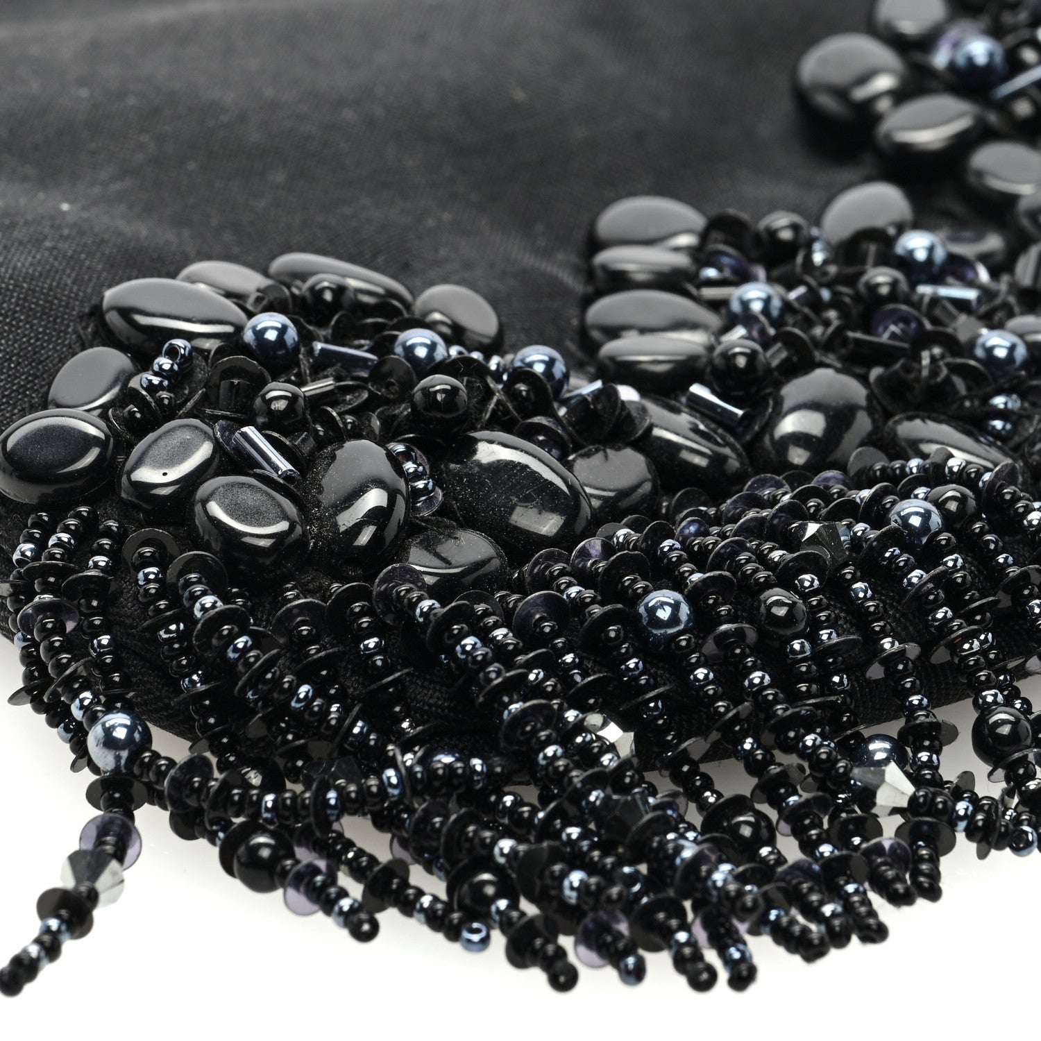 Gucci Nylon Beaded Bamboo Clutch Bag Black 8 of 9