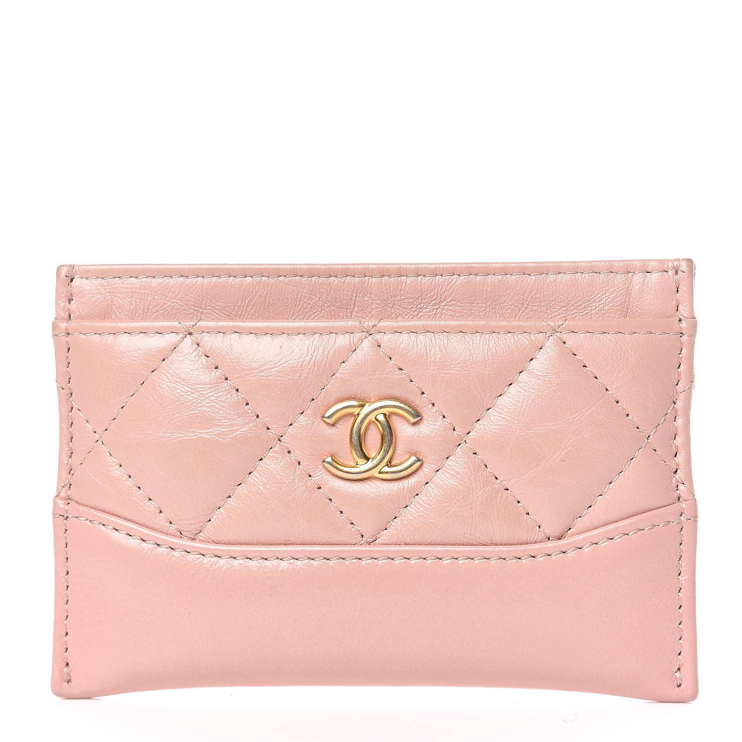 Chanel Aged Calfskin Quilted Gabrielle Card Holder Wallet Light Pink 1 of 9