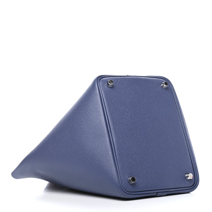 Hermes Epsom Tressage De Cuir Picotin Lock 18 PM Bleu Brighton Capucine Bleu Saphir 4 of 9