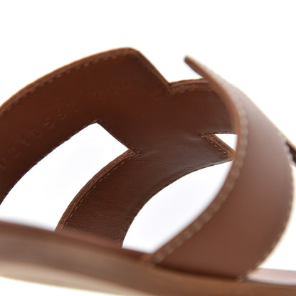 Hermes Box Calfskin Oran Sandals 37.5 Gold 11 of 13