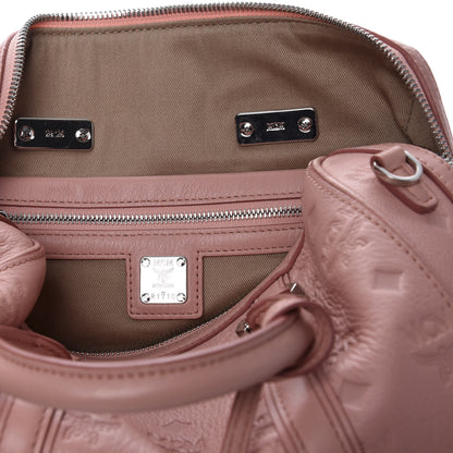 MCM Calfskin Ottomar Monogram Small Boston Bag Pink 7 of 10