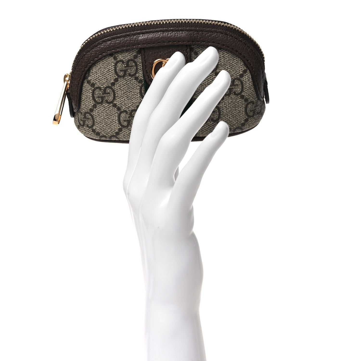 Gucci GG Supreme Monogram Web Ophidia Dome Key Pouch Beige New Acero 2 of 8