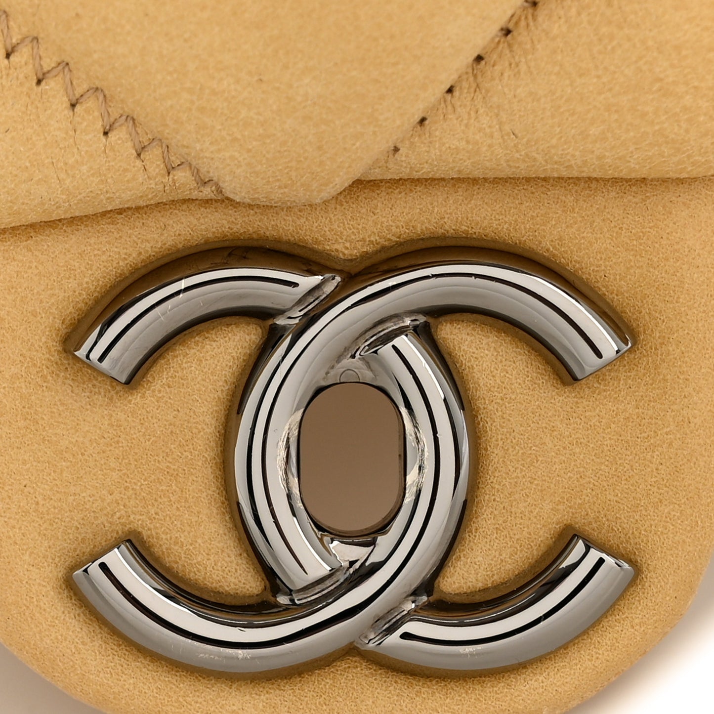 Calfskin Quilted Medium Bubble Quilt Flap Bag Beige