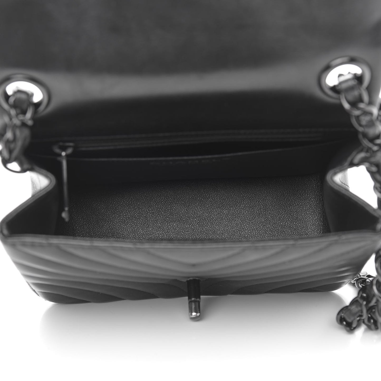 Lambskin Chevron Quilted Mini Square Flap So Black