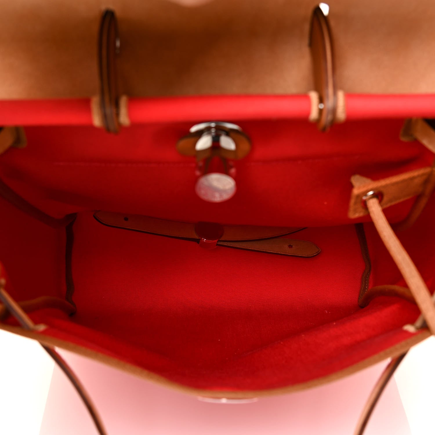 Hermes Military Toile Vache Hunter Herbag a Dos Zip Retourne Backpack Bougainvillea Fauve 6 of 13