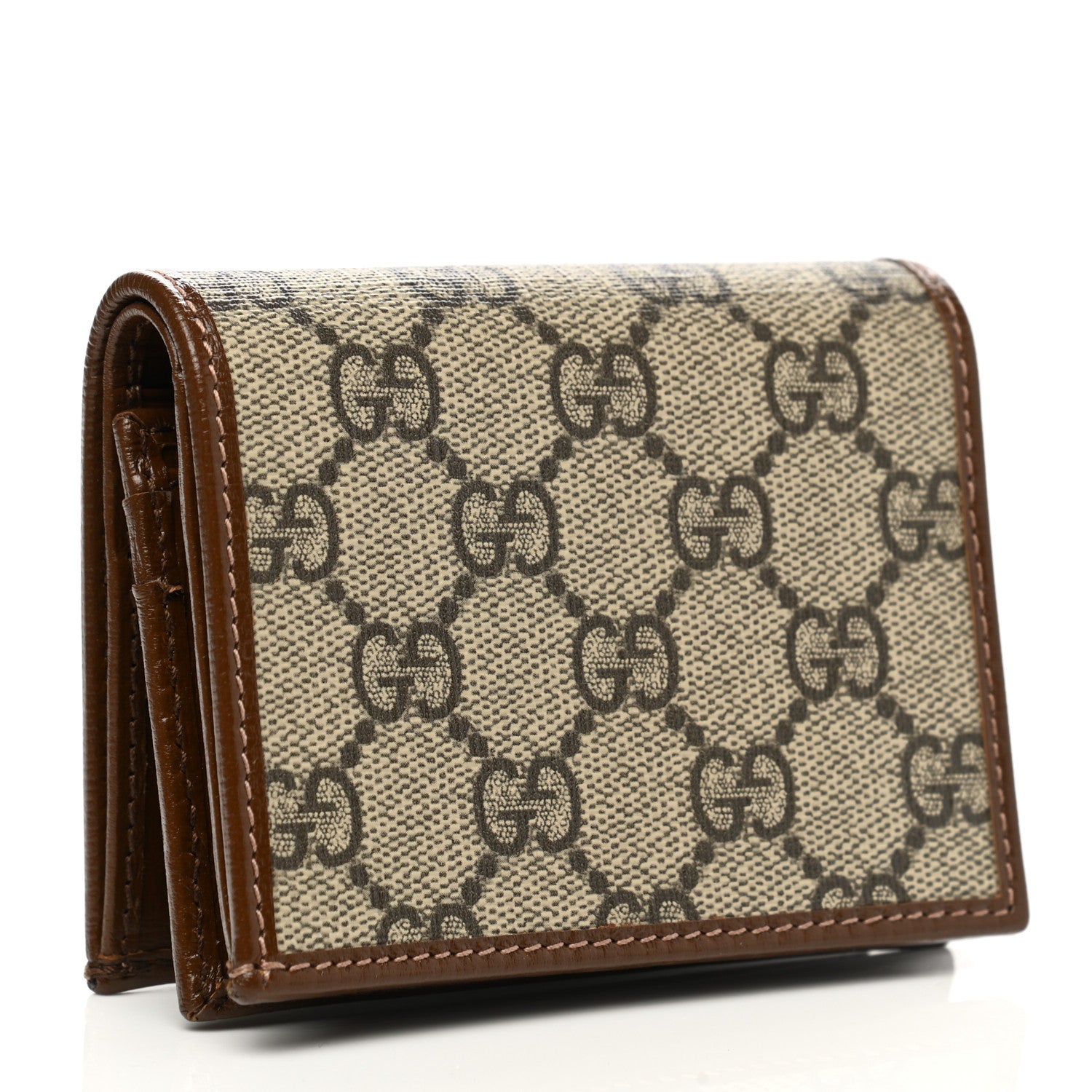 Gucci GG Supreme Monogram Horsebit 1955 Card Case Wallet Beige Ebony Brown Sugar 2 of 8