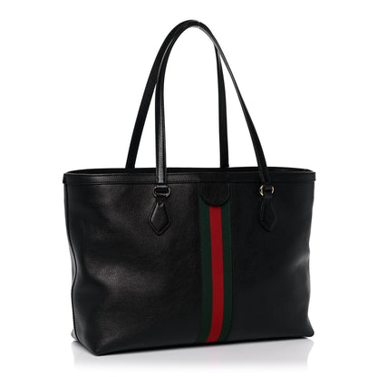 Gucci Textured Calfskin Web Medium Ophidia Shopping Tote Black 3 of 13