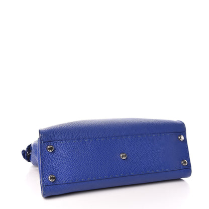 Fendi Cuoio Romano Selleria Bi-Color Medium Peekaboo Iconic Satchel Blue Neon Latte 4 of 12
