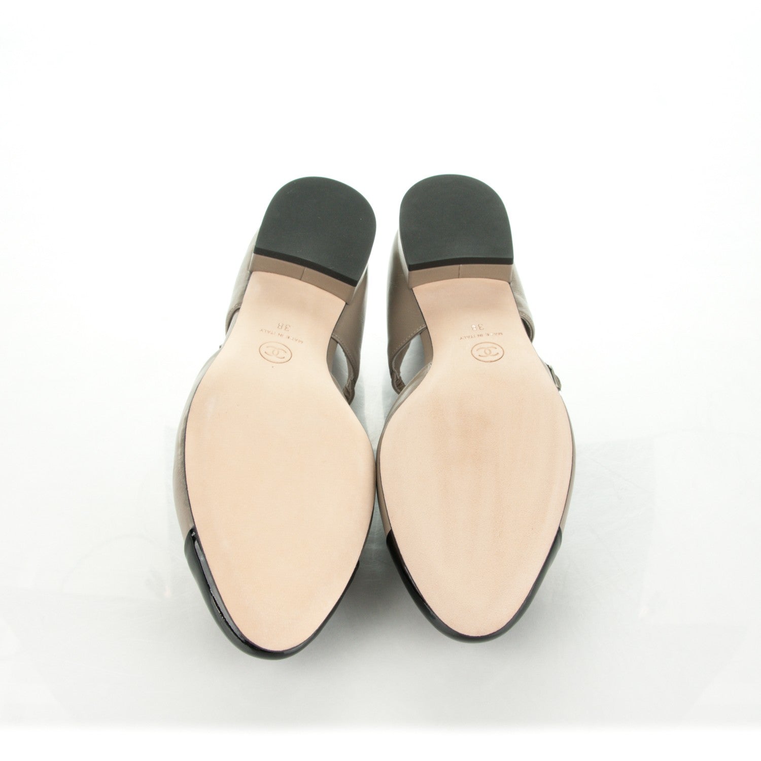 Chanel Patent Calfskin Cap Toe Mary Jane Flats 38 Khaki Black 5 of 7
