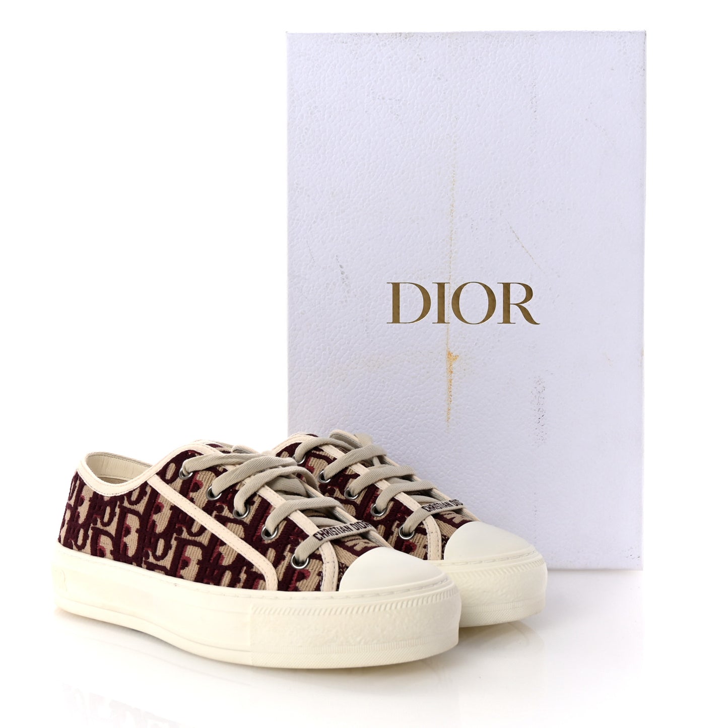 Canvas Oblique Walk'N'Dior Low Top Sneakers 36 Deep Amaranth