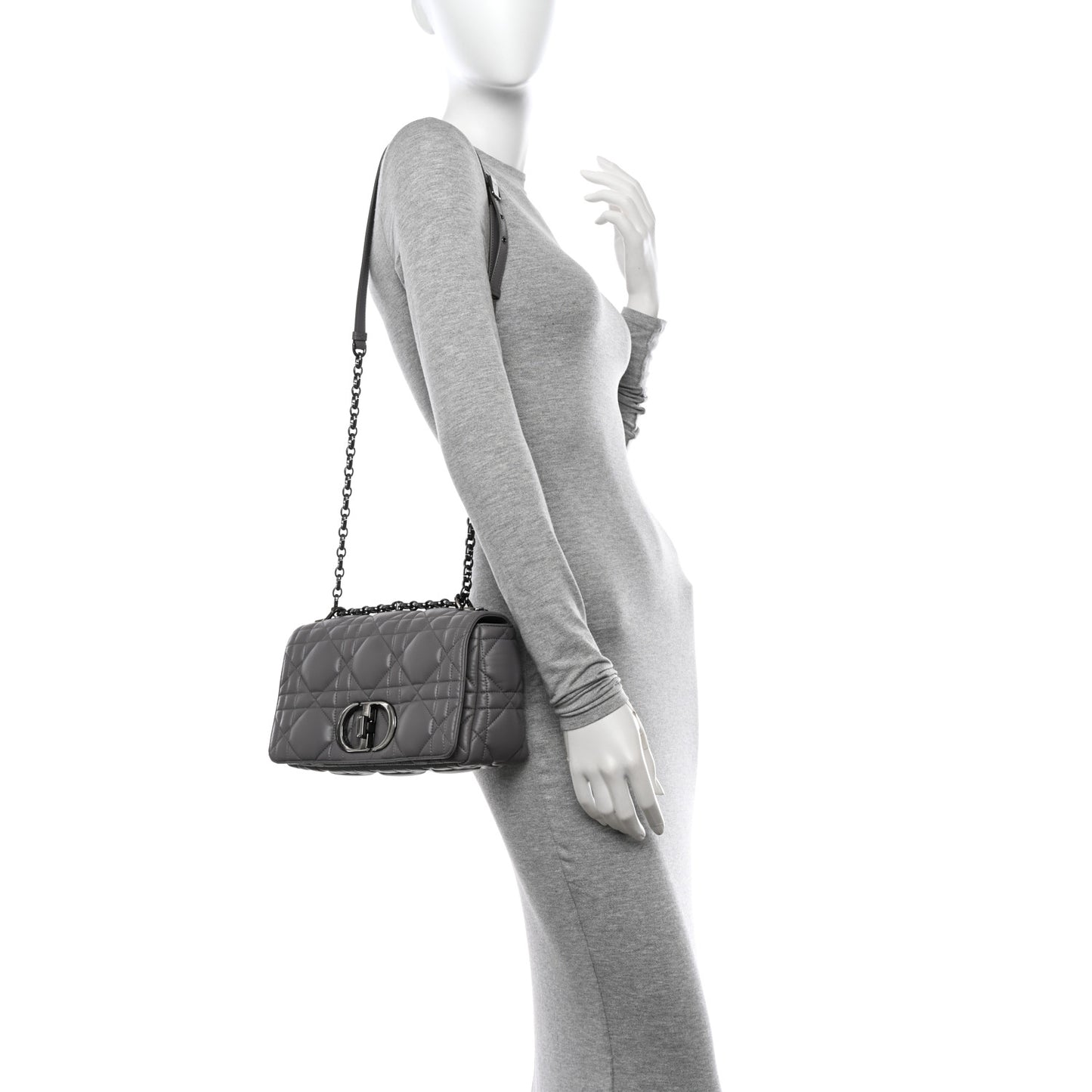 Calfskin Macrocannage Medium Caro Bag Iron Grey