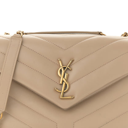Saint Laurent Calfskin Y Quilted Monogram Small Loulou Chain Satchel Dark Beige 8 of 12