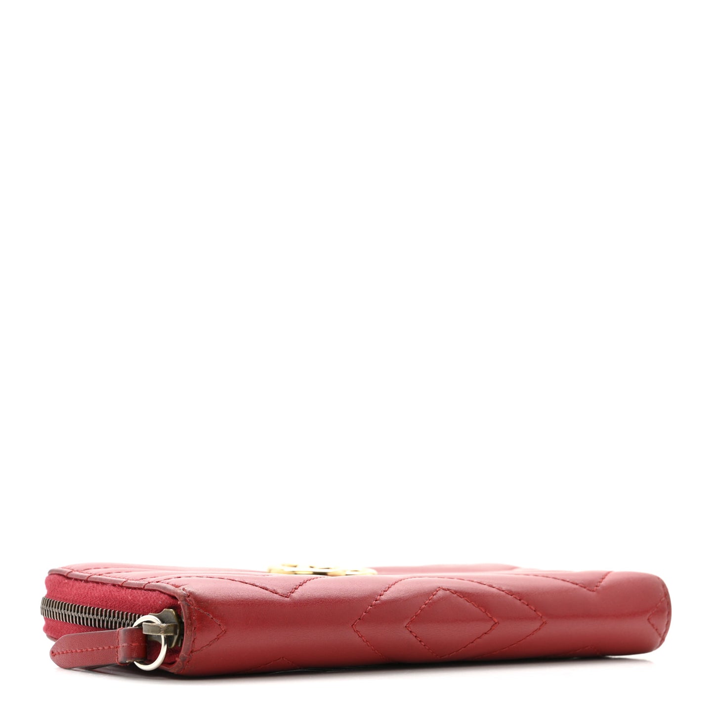 Calfskin Matelasse GG Marmont Zip Around Wallet Hibiscus Red