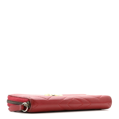 Gucci Calfskin Matelasse GG Marmont Zip Around Wallet Hibiscus Red 4 of 13