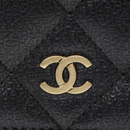Chanel Letter Calfskin Embossed Quilted Wallet On Chain WOC Black 6 of 9