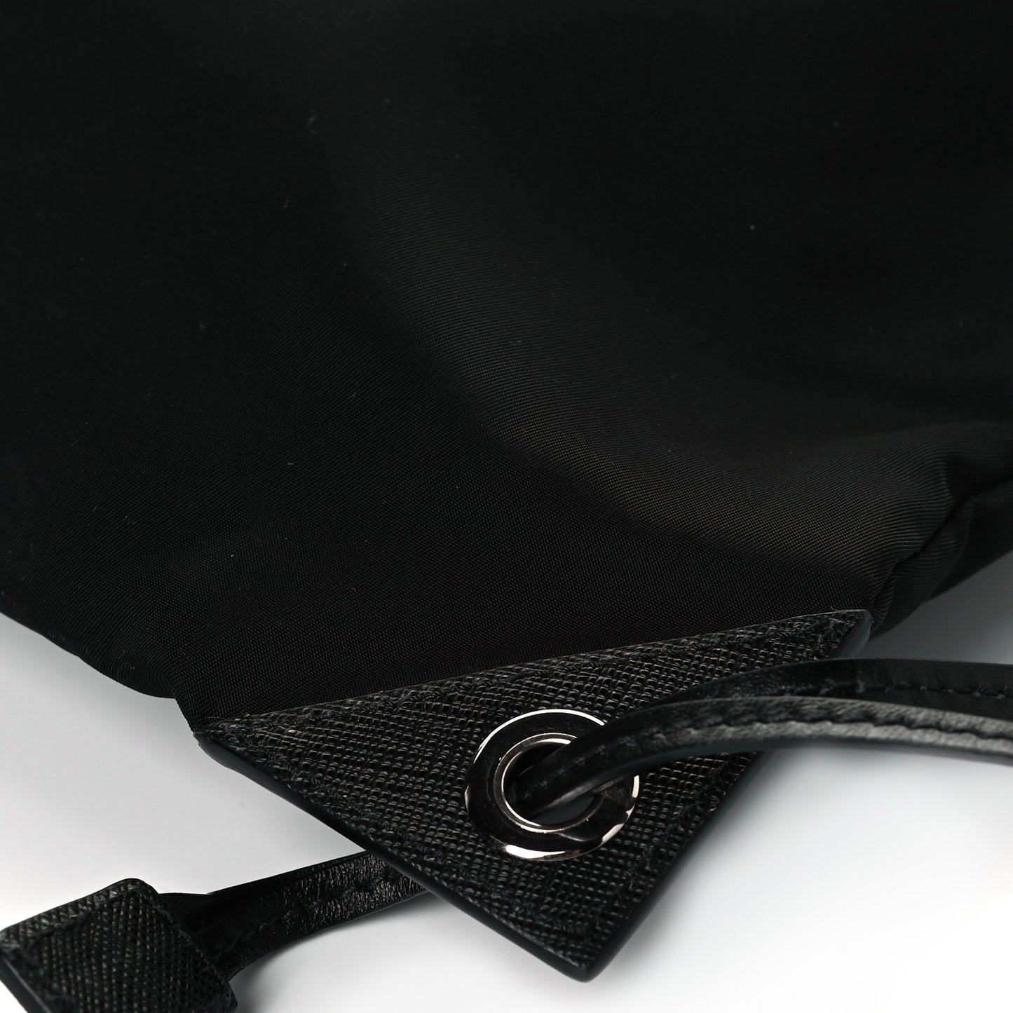 Tessuto Nylon Bird Pocket Motif Drawstring Backpack Black