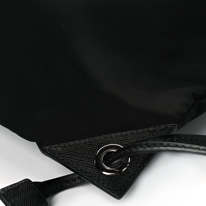 Prada Tessuto Nylon Bird Pocket Motif Drawstring Backpack Black 10 of 10
