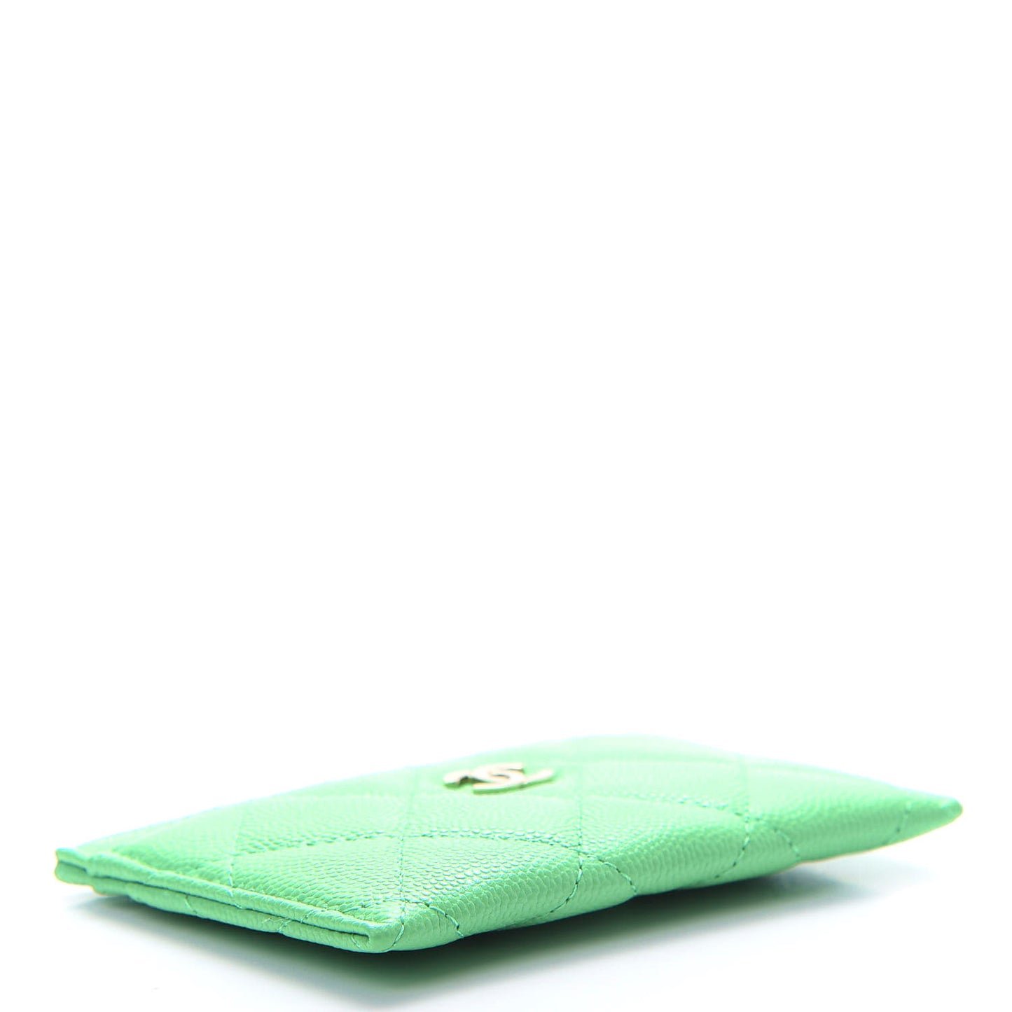 Caviar Quilted Card Holder Green