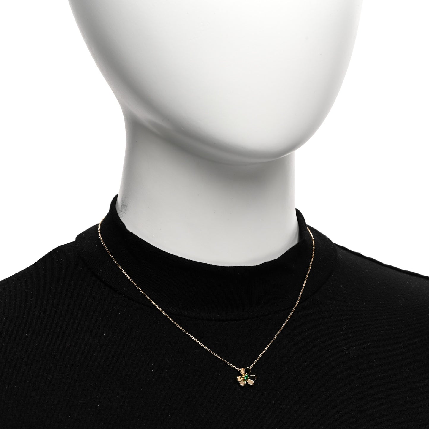 18K Yellow Gold Emerald Mini Frivole Pendant Necklace