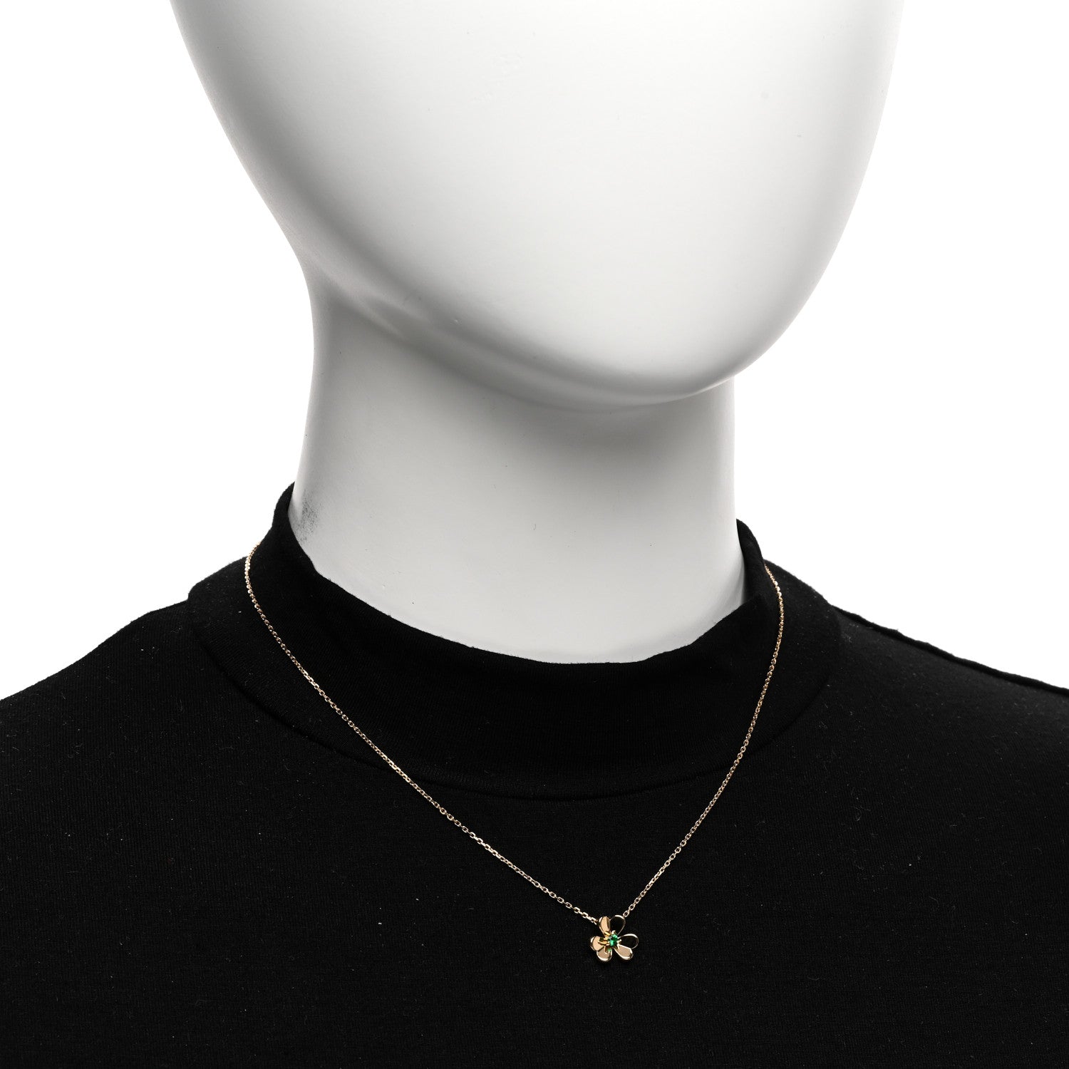 Van Cleef & Arpels 18K Yellow Gold Emerald Mini Frivole Pendant Necklace 2 of 6