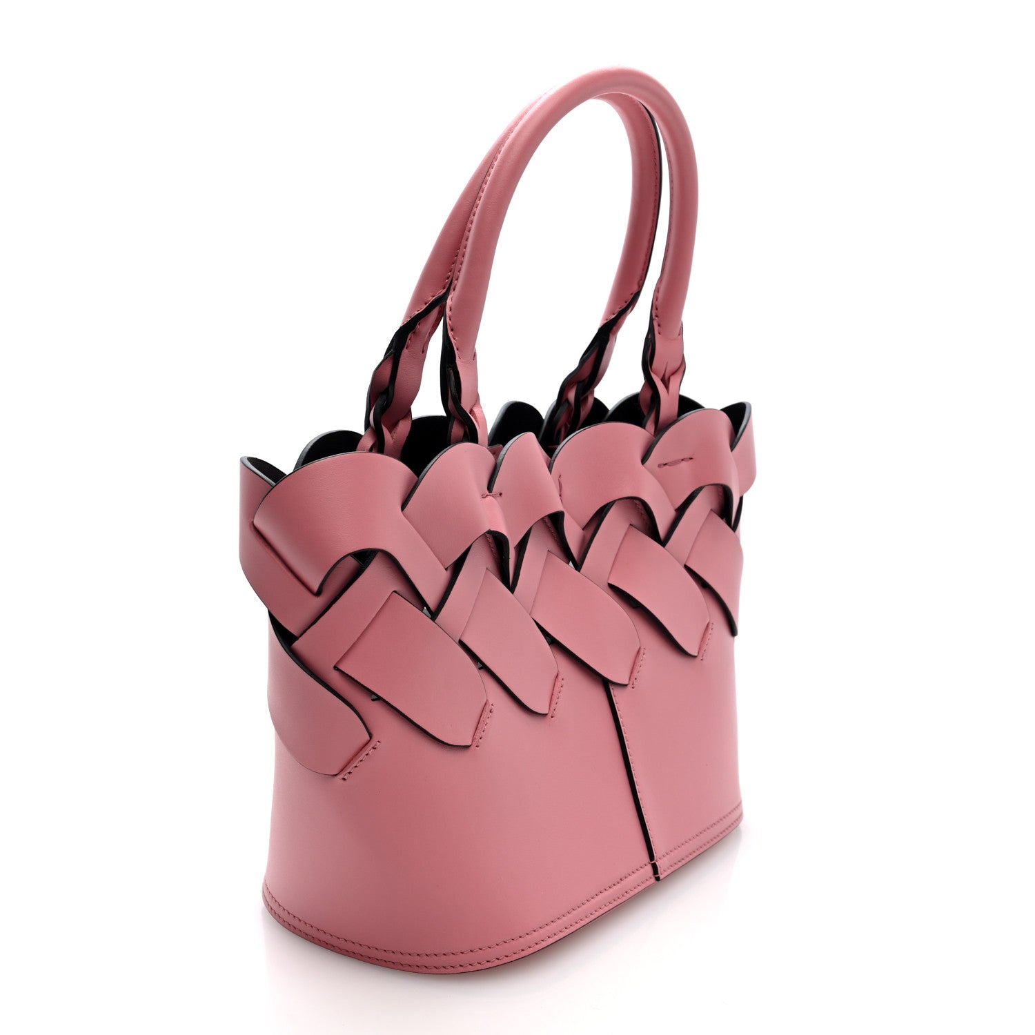 Prada Vitello Intreccio Tote Bag Petalo Black 3 of 9