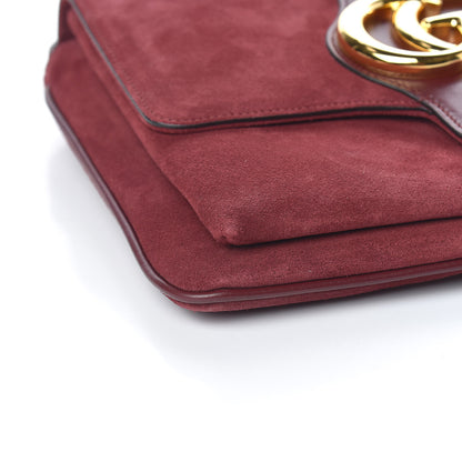 Gucci Suede Medium Arli Flap Shoulder Bag Vintage Bordeaux 8 of 10