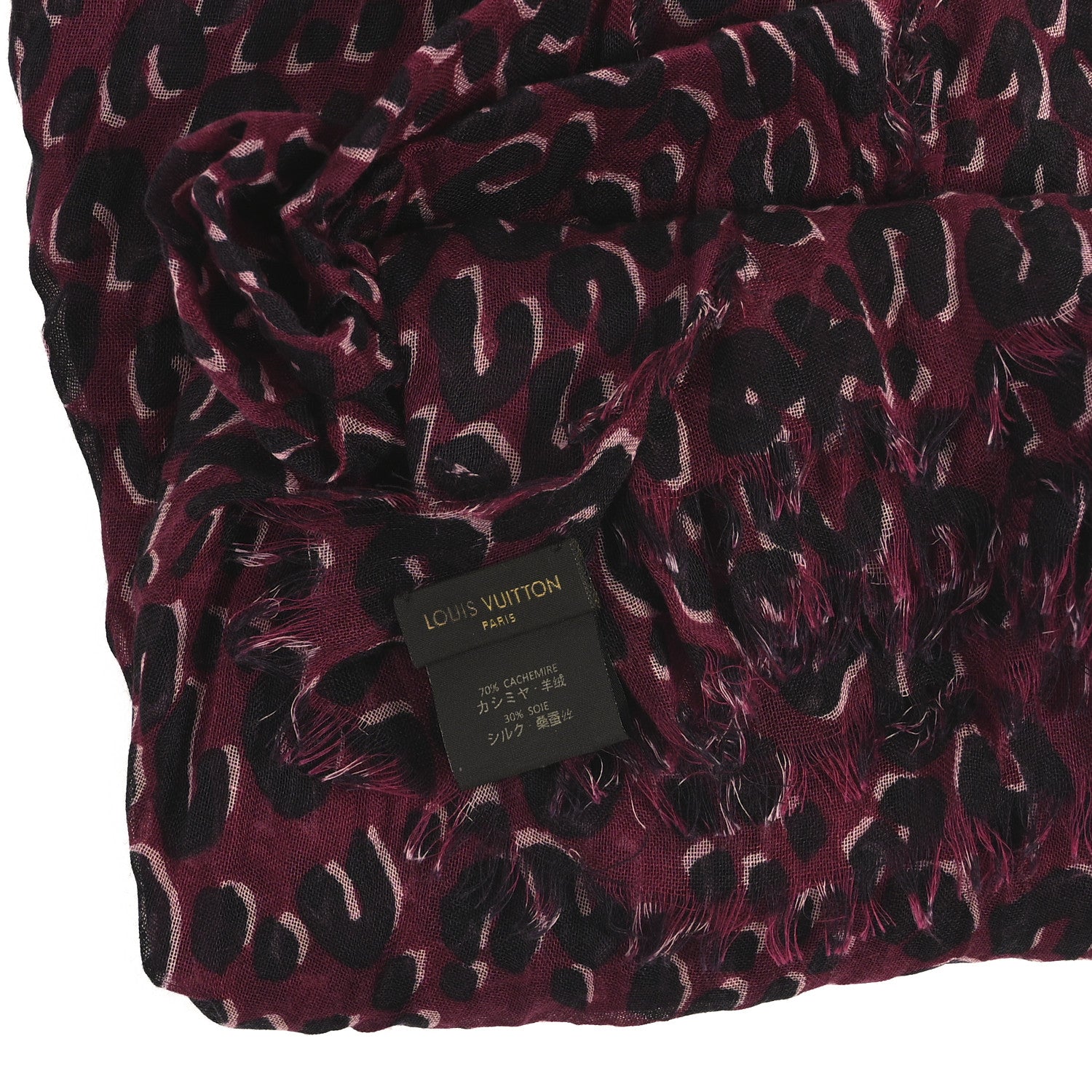 Louis Vuitton Cashmere Silk Leopard Etole Stole Dark Pink 3 of 3