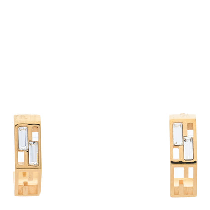 Fendi Metal Crystal Baguette Hoop Earrings Oro Soft 1 of 4