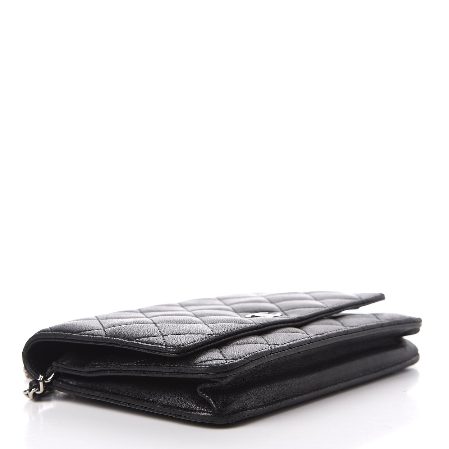 Lambskin Quilted Wallet On Chain WOC Black