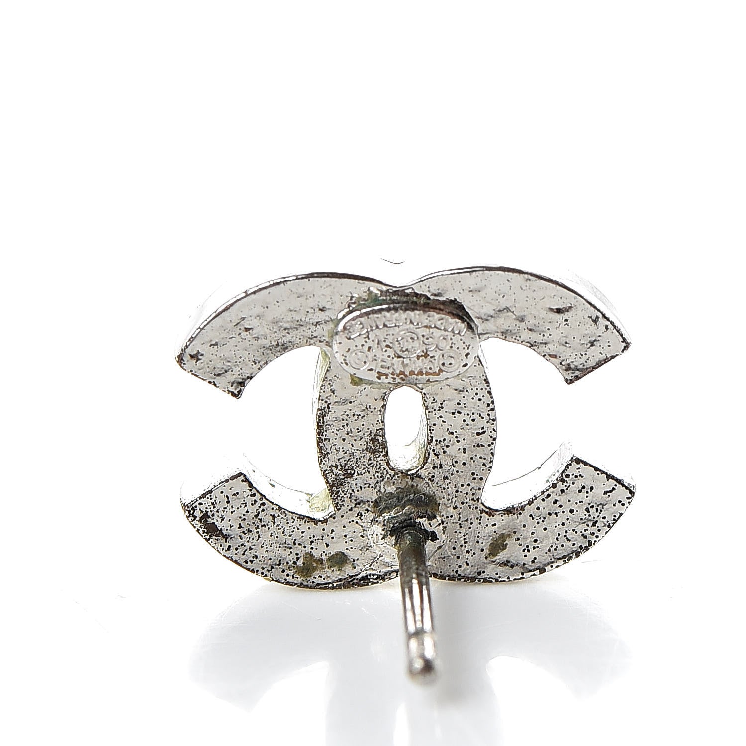 Chanel Crystal Timeless CC Earrings Silver 6 of 6