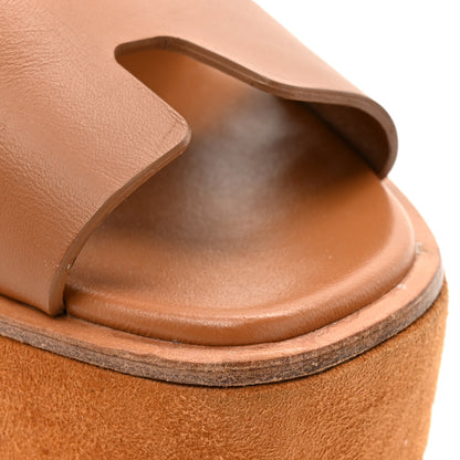 Hermes Calfskin Suede Goatskin Eze 30 Sandals 37 Marron Glaise 14 of 14