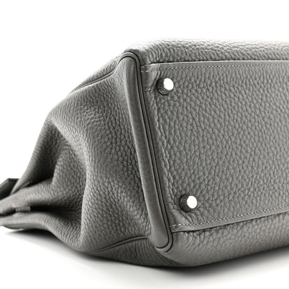 Hermes Taurillon Clemence Kelly Retourne 35 Etain Rouge Casaque 9 of 14