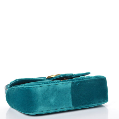 Gucci Velvet Matelasse Mini GG Marmont Shoulder Bag Pavone Cyan 4 of 9