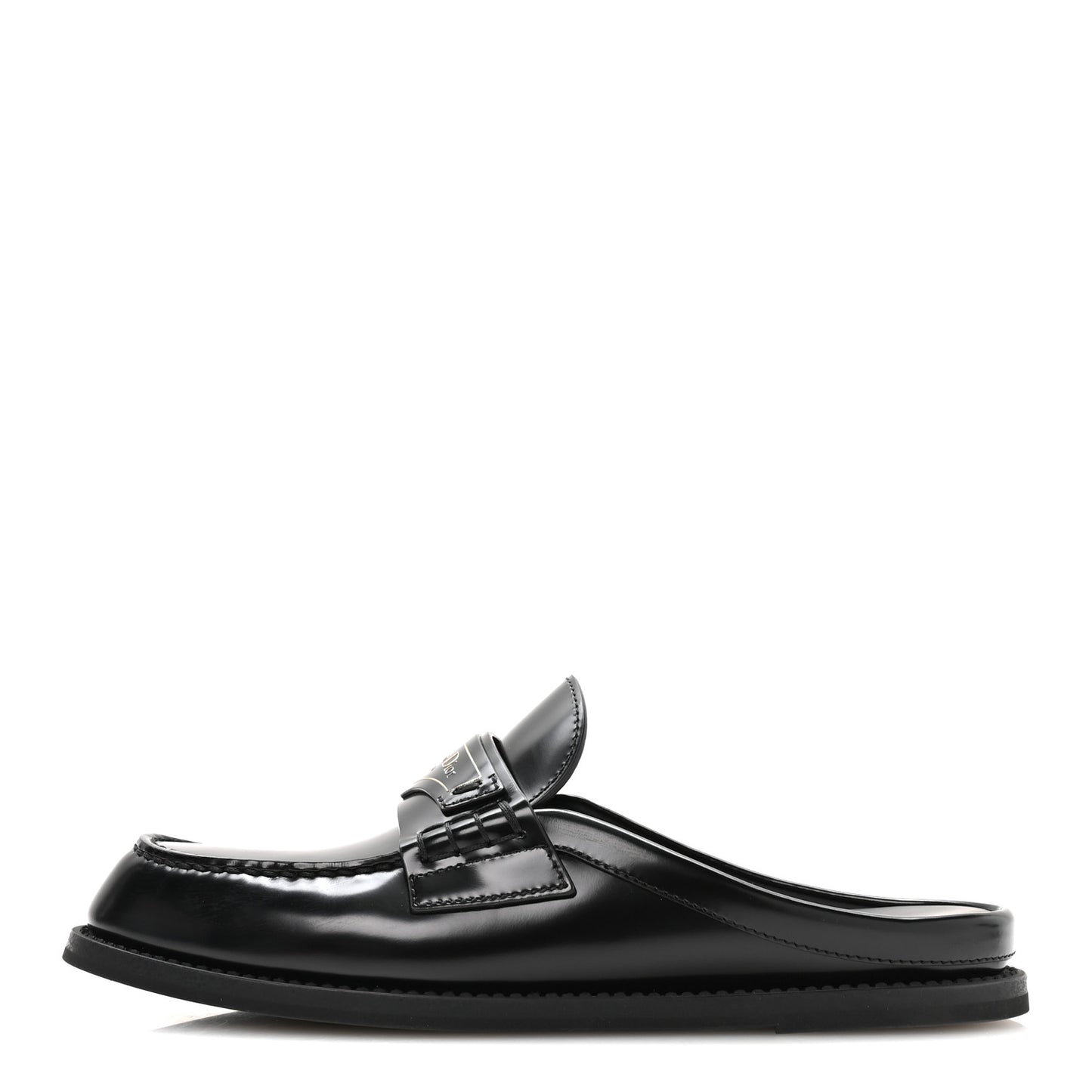 Brushed Calfskin Boy Loafer Mule 35.5 Black
