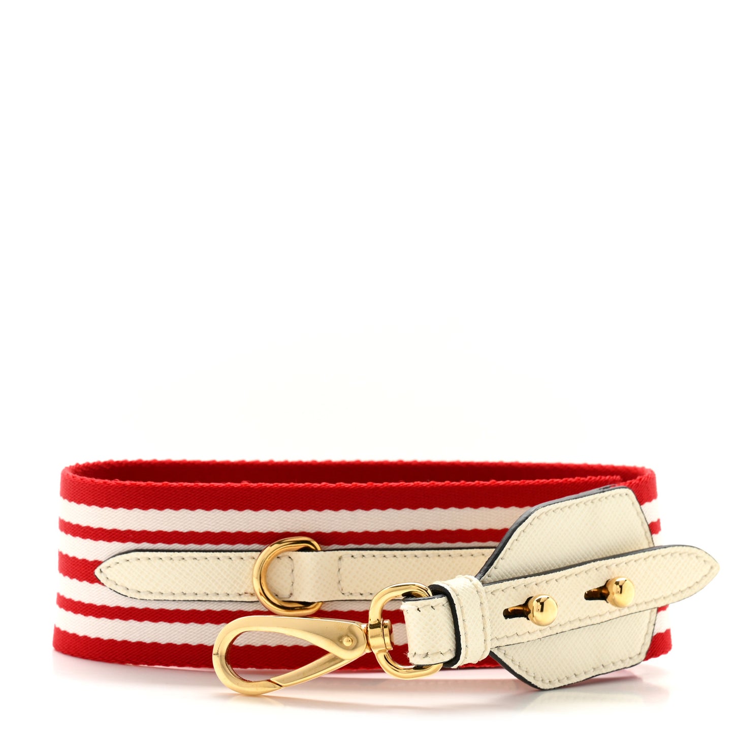 Saffiano Striped Fabric Nastro Righe Shoulder Strap Fuoco