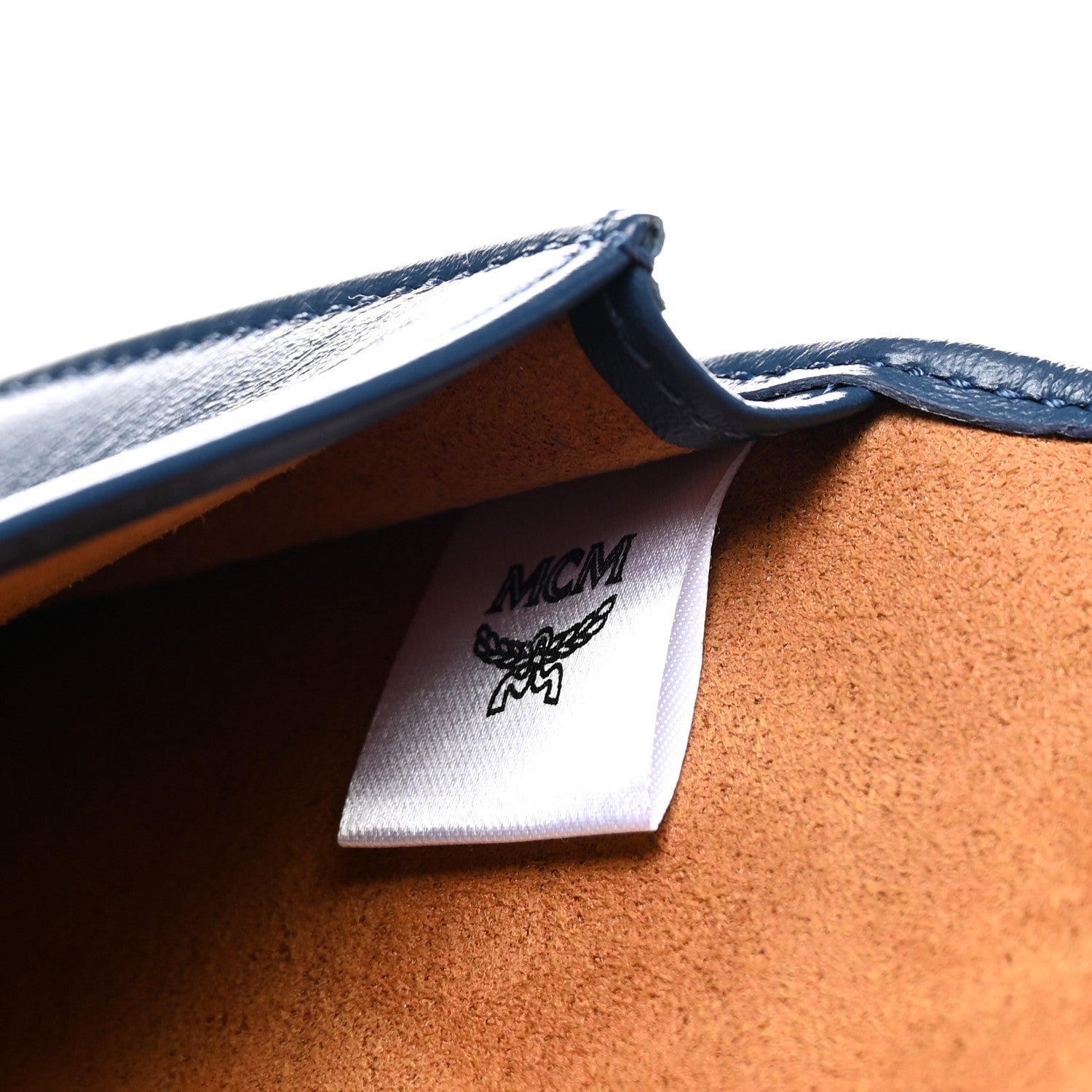 MCM Vintage Jacquard Monogram Aren Chain Wallet Crossbody Blue 6 of 6