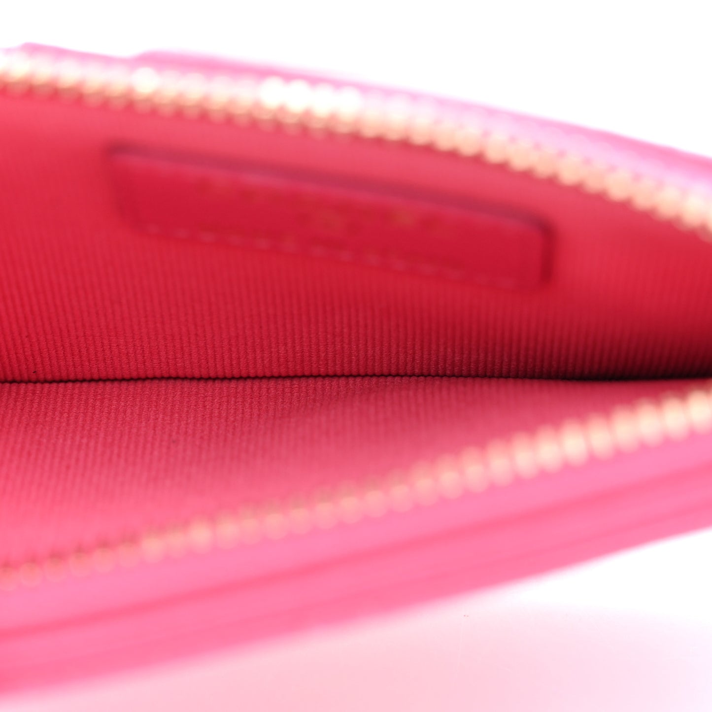 Caviar Quilted Flap Zip Card Holder Dark Pink