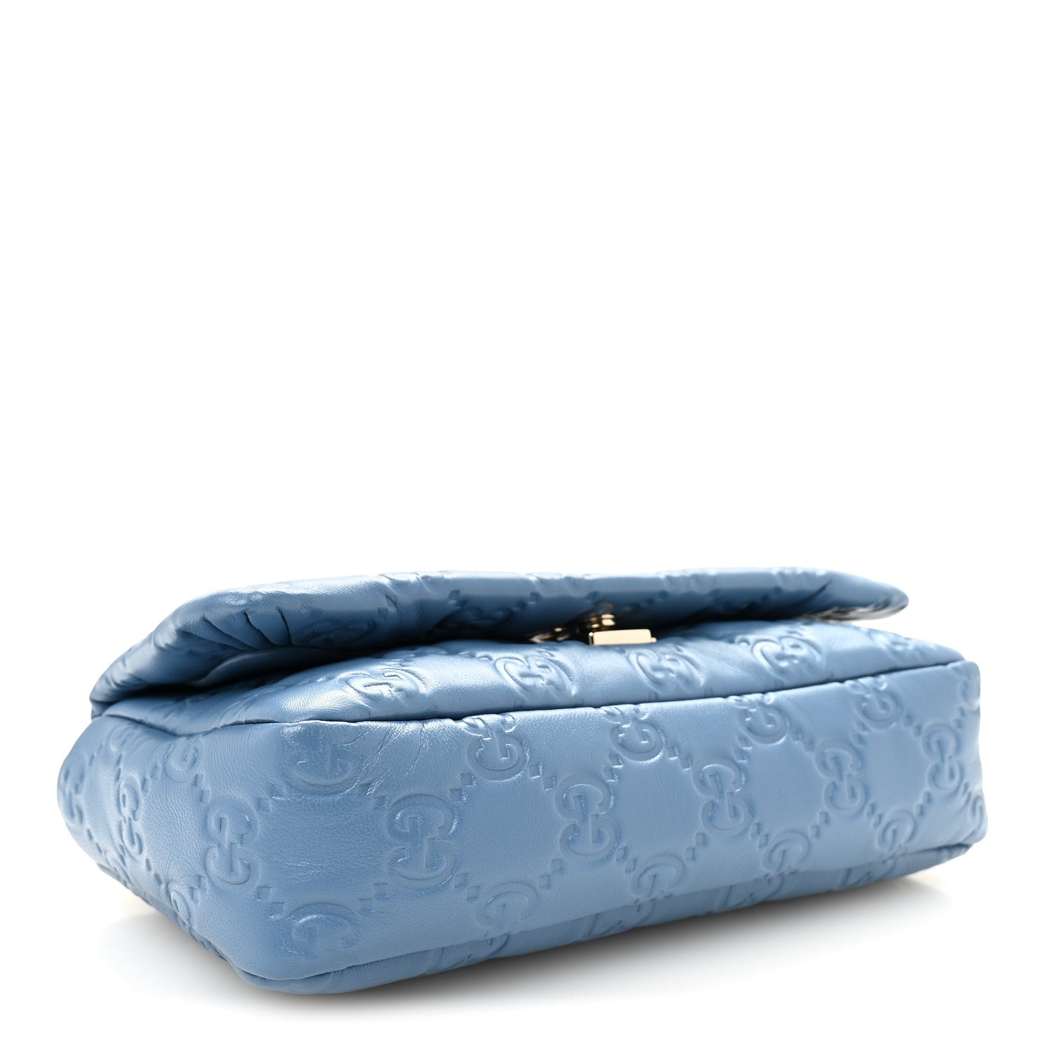 Gucci Lambskin Embossed Mini GG Milano Top Handle Shoulder Bag Blue 4 of 10