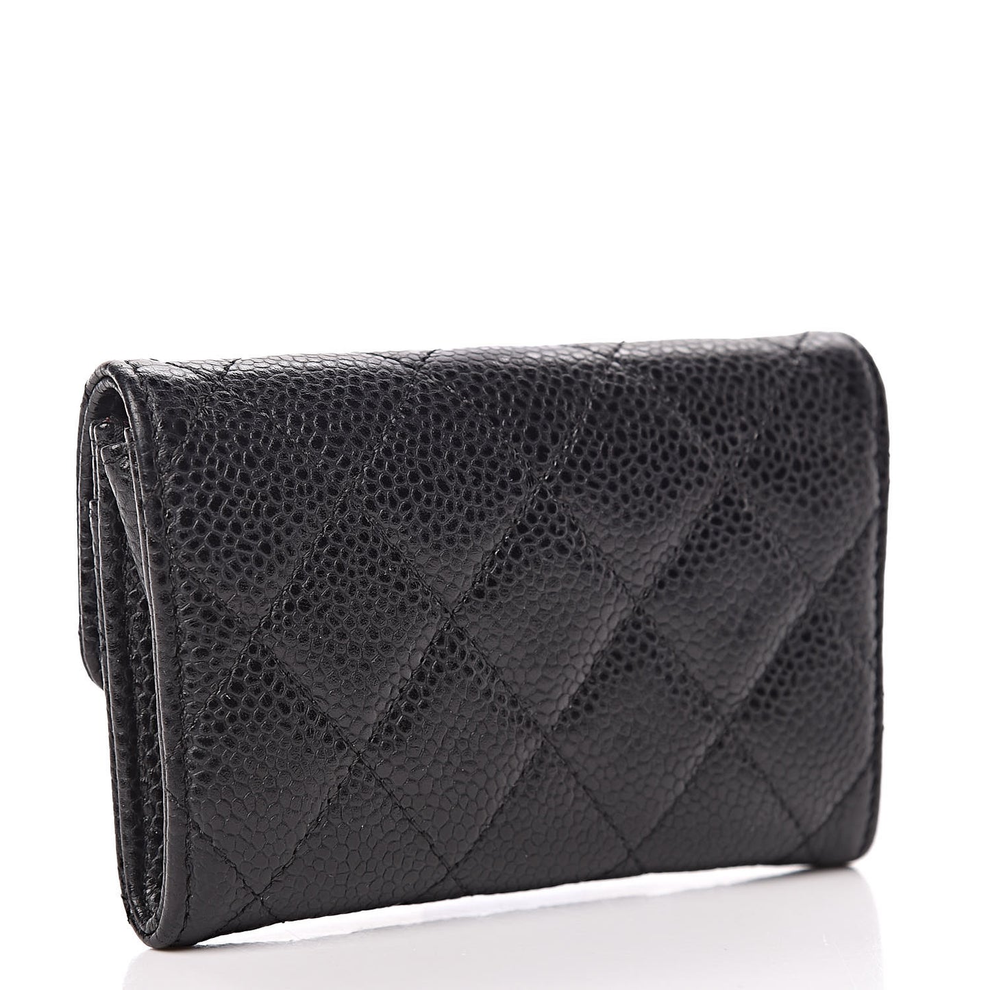 Caviar Quilted Flap Card Holder Black